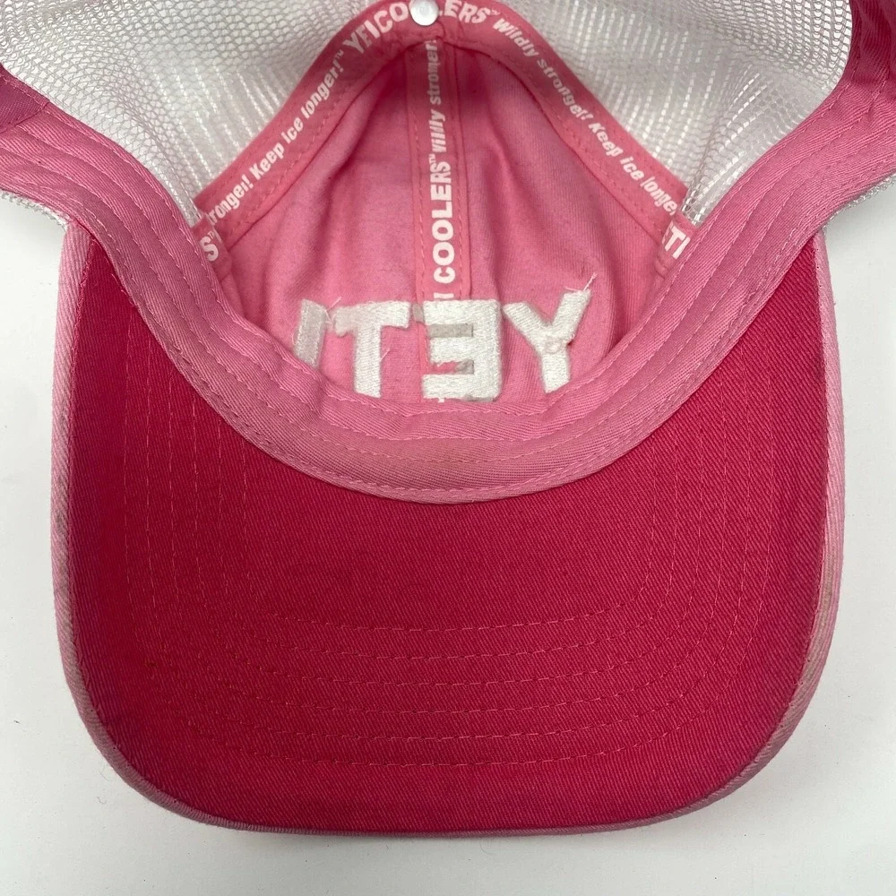 YETI Cooler Pink Embroidered Mesh SnapBack Baseball‎ Cap Hat Trucker Mesh